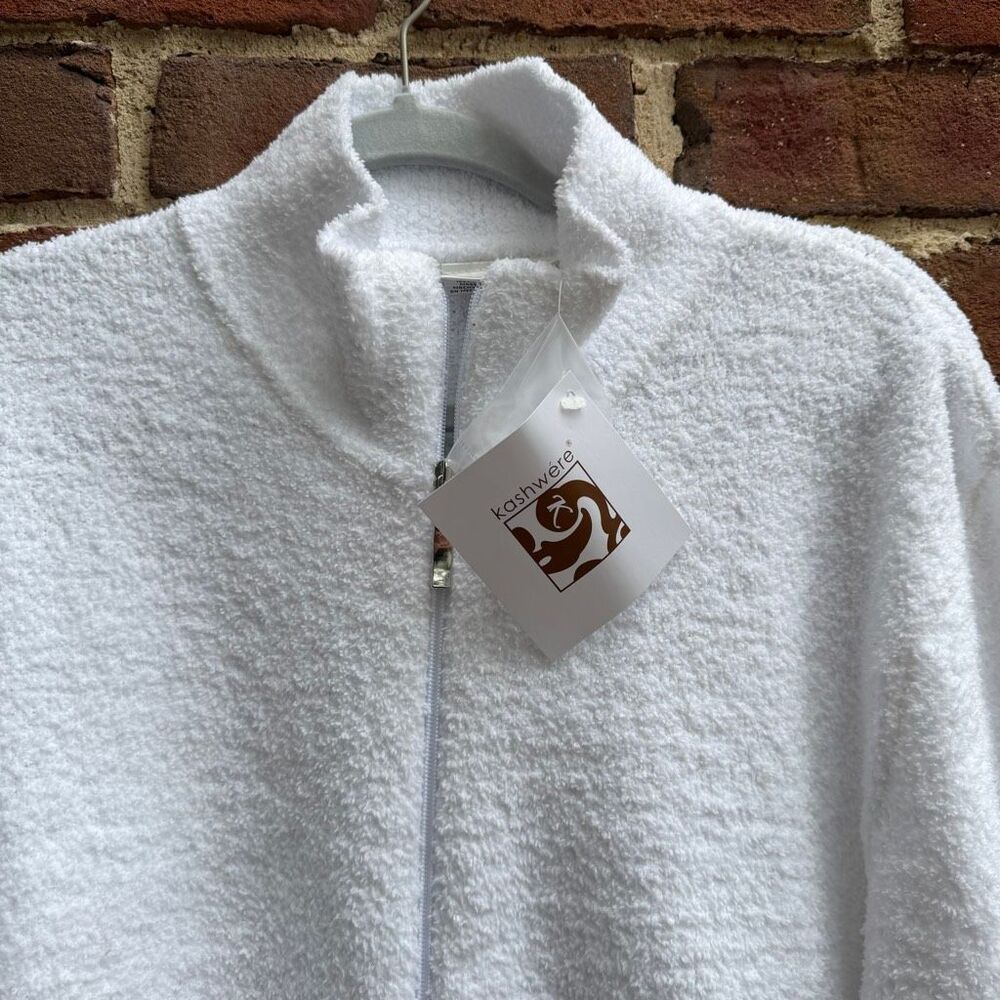 Kashwere Women's Microfiber Fleece sport Full Zip White Jacket XL NWT - Picture 5 of 10